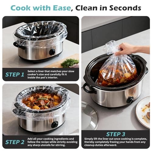 KOOC Slow Cooker Liners, 30 count 14" x 22" Extra Large Size Cooking Bags Fits 6-10 Quart Pots, Disposable Cooking Trays Suitable for Oval & Round & Retangular Pot — view 4