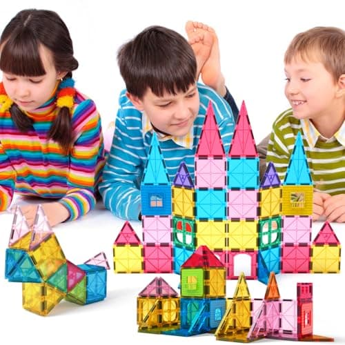Jasonwell Magnetic Tiles Kids Magnetic Blocks 60PCS Building Sets 3D Magnet Toys Preschool Educational Construction STEM Toy Christmas Birthday Gifts for Toddlers Boys Girls 3 4 5 6 7 8 9 + Year Old — view 4