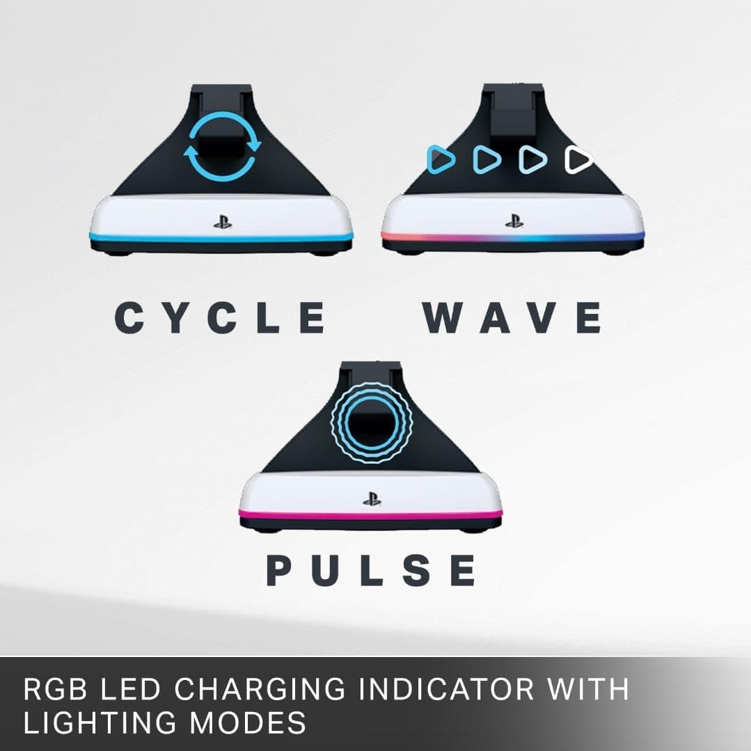 PowerA Charging Station for PlayStation Portal Remote Player with Lumectra, RGB lighting, USB powered, magnetic charger, charge and display, weighted base, officially licensed — view 3