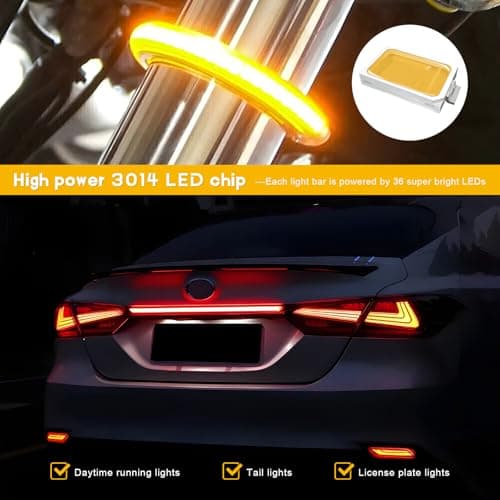 YTFRL 2PCS Motorcycle LED Turn Signal Light, Flexible Switchback Fork Turn Signal Blinkers Waterproof Tail Strips, Dual-Color DRL Daytime Running Light Adjustable Strip Bars for Motorbike — view 4