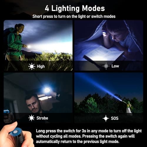 Blukar LED Rechargeable Flashlight 2 Pack, Super Bright Small Handheld Flashlights- Zoomable, Adjustable Brightness, Long Lasting Flash Light, Waterproof Pocket Size Torch Light for Emergency, Camping — view 3