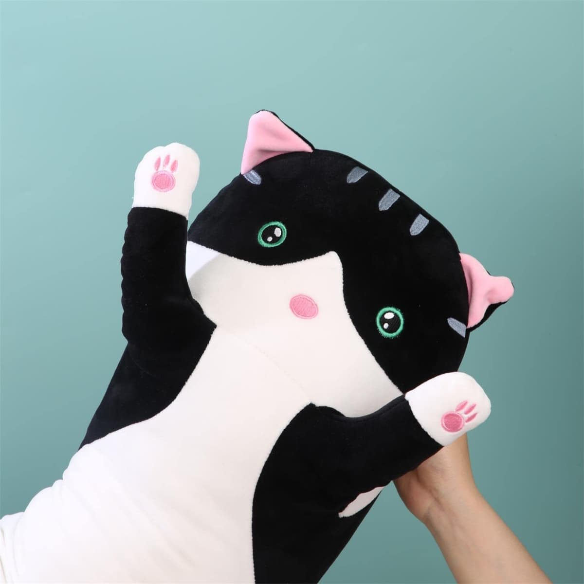 Kekeso Almohada Gigante de Gato de Peluche con Dibujos para el Cuerpo del Gatito, Juguete para NiñOs y Novias (110cm/43.30inch, Black) — view 4