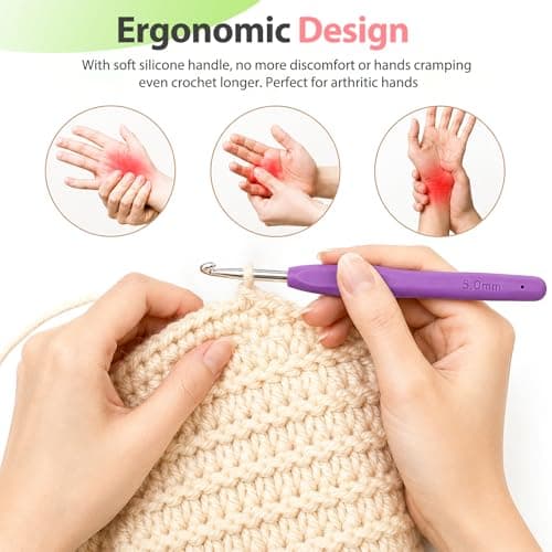 Coopay Crochet Hooks Set with Case,12 Sizes Crochet Hook Kit for Arthritic Hands 2mm(B)-8mm(L), Ergonomic Soft Grip Crochet Needles Set for Beginner Adults-Ideal Gifts — view 3