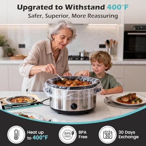 KOOC Slow Cooker Liners, 30 count 14" x 22" Extra Large Size Cooking Bags Fits 6-10 Quart Pots, Disposable Cooking Trays Suitable for Oval & Round & Retangular Pot — view 2