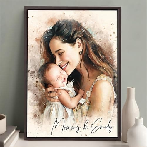 Personalized Family Portrait Wall Art, Custom Mom Watercolor Portrait From Photo, Personalized Family Art, Mother's Day, Birthday Gifts, Grandma Photo Gifts, Custom Canvas For Mom — view 3