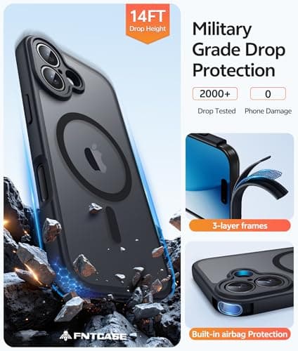 FNTCASE for iPhone 17 Case, Fit for Magsafe, Screen Protector, Black — view 4
