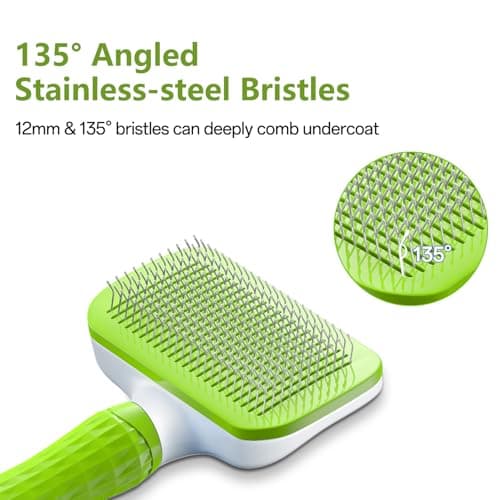 ACE2ACE Dog Brush, Cat Brush for Shedding Long and Short Haired, Self-Cleaning Dog Slicker Brush, Removes Loose Fur for Puppy, Cockapoo, Labrador, Golden Retriever, Pomeranian, Poodle, Rabbits, Green — view 3