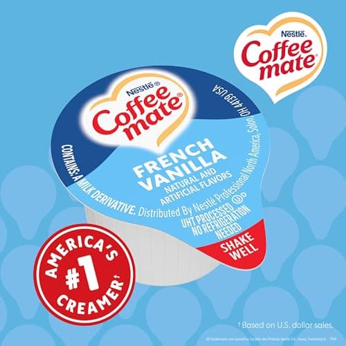Nestle Coffee mate Coffee Creamer, French Vanilla, Liquid Creamer Singles, Non Dairy, No Refrigeration, 0.375 fl oz Tubs (Pack of 180) — view 6