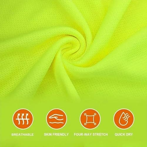L&M® Hi Vis T Shirt Safety Lime Orange Long Sleeve HIGH Visibility with Hood (US, Alpha, X-Large, Regular, Regular, Lime) — view 5