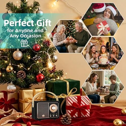 Baolira Retro Bluetooth Speaker, Portable Wireless Speaker with Crystal Clear Stereo Sound and Rich Bass,Retro Decor for Desk Bedroom Kitchen, Birthday Gifts for Women Men Teens (Black)