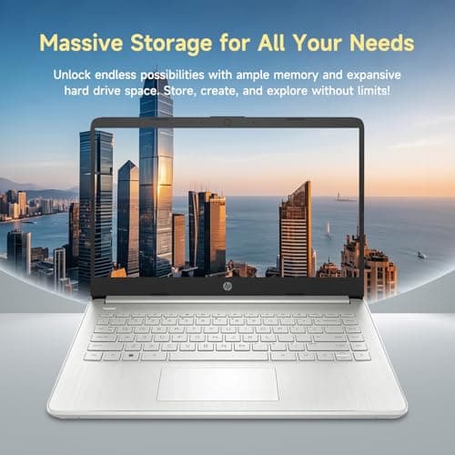HP 14" Laptop, Intel Processor N150 (Beat i3) 4GB RAM 256GB Storage(128GB UFS + 128GB SD Card) 1-Year Office 365 Copilot AI Win11 WiFi6 Laptops-Computer for Business Student w/GM Accessory — view 5