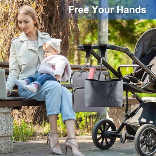 GuoluvSoo 4 Pack Stroller Hooks – Multifunctional Clips for Bags, Diaper Bags, Purse & Backpack. Universal Fit for Strollers, Bikes, Shopping Carts, Wheelchairs, Pet Strollers & Walkers