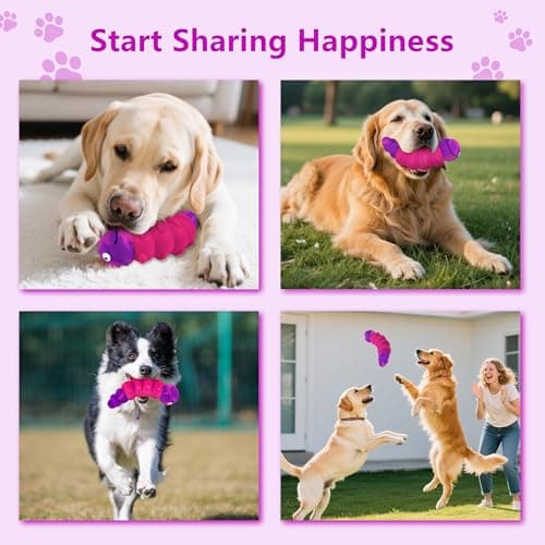 FurtasticFinds Indestructible Dog Toys for Aggressive Chewers, Tough Chew Proof Toy for Large Dogs, Squeaky Rubber Chew Toy with Beef Flavor for Boredom & Anxiety Relief (Purple&Hot Pink) — view 4