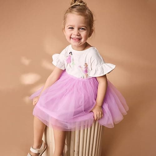 Winzik Girls Dress, Toddler Summer Short Sleeve Cotton Casual Dresses Clothes 18M-7Y(6-7 Years, Tulle White Girls) — view 2