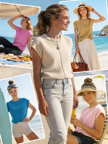 Seiciviy Womens 2026 Summer Tops Western Boho Sweater Vest Fashion Trendy Casual Cap Sleeve Rodeo Cute Vacation Outfits Army Green — view 2
