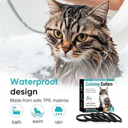 Calming Collar for Cats 6 Pack Cat Calming Pheromones Collar Stress and Anxiety Relief for 30 Days Pheromone Collars Adjustable Calm Care Products Anti Aggression Stop Meowing Relaxer for Cats in Heat — view 4