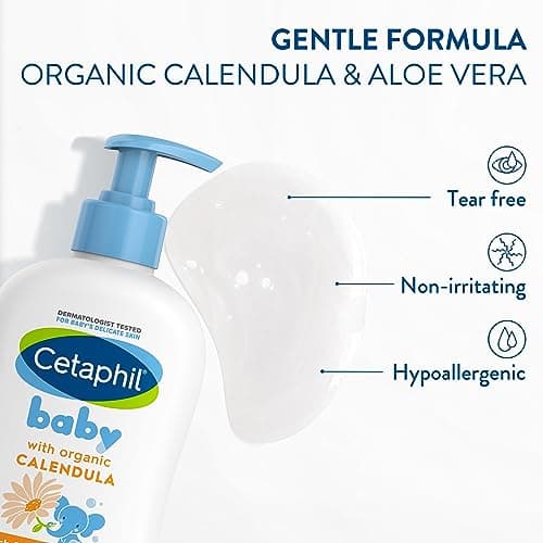 Cetaphil Baby Wash & Shampoo With Organic Calendula - Tear Free - Paraben, Colourant and Mineral Oil Free - 400ml Pump — view 3