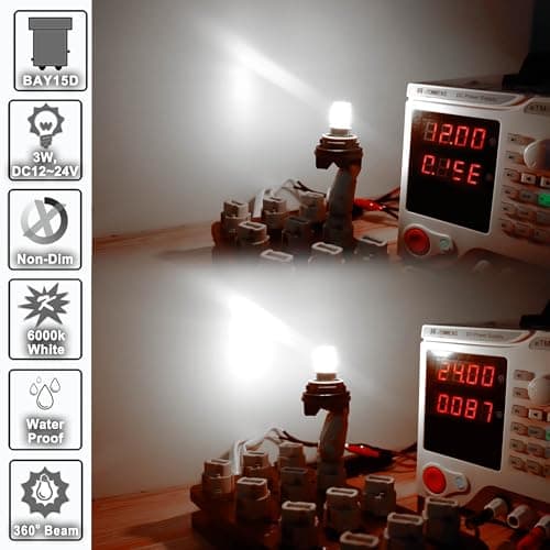 2357 1157 2057 7528 P21/5W Brake Light Bulb for Daytime Running (DRL) and Back-Up/Reverse Lights,12V-24V BAY15D 6000K Bright White LED Bulbs Replacement for RV Car Camper Trailer Tail Brake Stop,2Pack — view 4