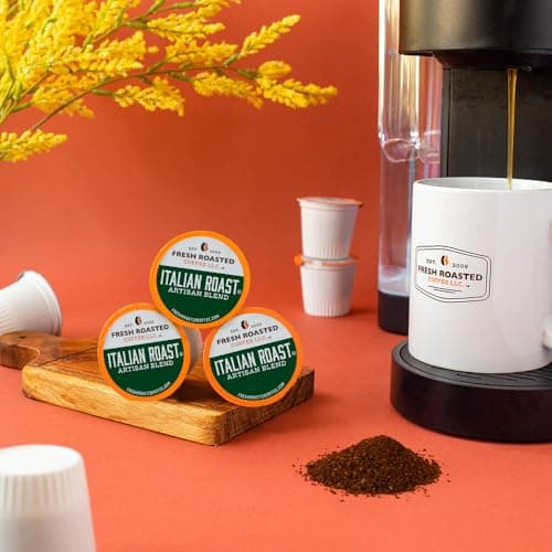 Fresh Roasted Coffee, Italian Roast Dark Coffee K-Cup Pods for Keurig Brewers, Dark Roast, Kosher, 96 Count Loose Pack — view 2