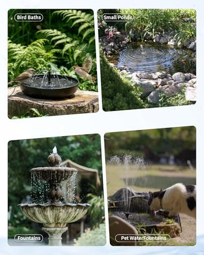 POPOSOAP 4W Solar Fountain Pump with Filter Box, Solar Powered Water Pump Kit with Fountain Nozzles & PVC Tubing for Bird Bath, Garden, Outdoor Fish Tank & Backyard Decor P3035 — view 5