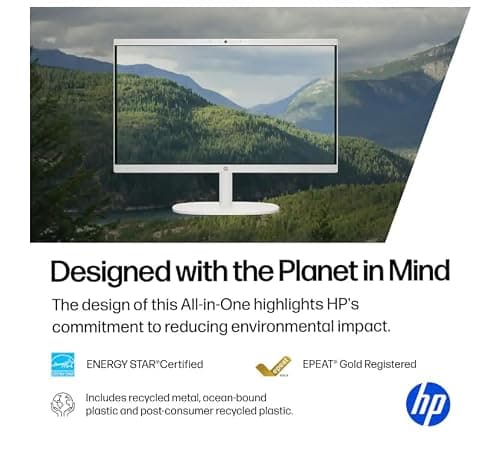 HP 22" All-in-One Desktop Computer, 8GB DDR5 RAM, 128GB UFS Storage,13th Gen Intel Quad-Core CPU, FHD VA Display, WiFi 6, Bluetooth 5.3, RJ45, USB-C (10Gbps), UHD Graphics, 720p Cam, Cashmere White — view 6