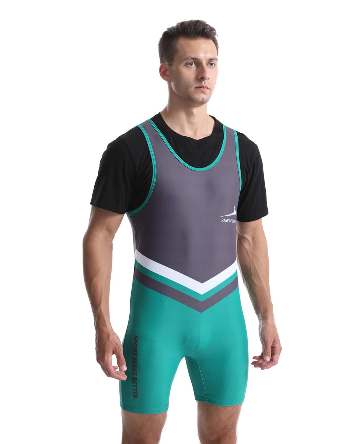 Rane Sports Camisetas sin Mangas de Lucha Libre para hombres, ​traje de lucha libre, camiseta deportiva, mono atlético, levantamiento de pesas, bodysuit de una pieza — view 4