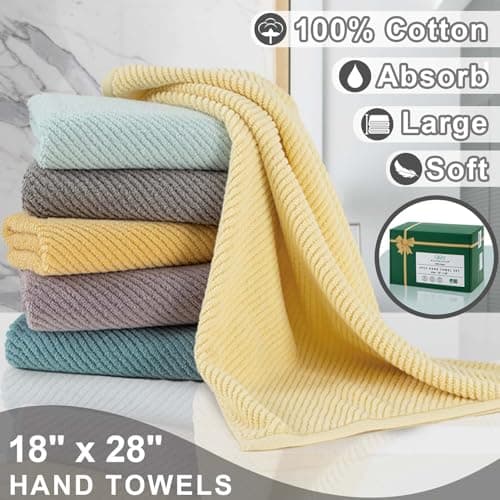 White Hand Towels - 100% Cotton | Lightweight | Thick | Quick Dry | Soft | Absorbent, 4 Pack Large 18" x 28", Bath Hand Towels for Bathroom, Luxury Towel Gift Set — view 2