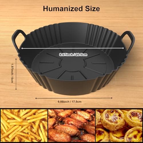 Masgarlan Round Silicone Air Fryer Liners 2 Pack for Ninja AF101 & AF161 Reusable Silicone Liner for 4-5.3QT, Air Fryer Accessories, Compatible with Ninja, COSORI, Tefal, Bear, Chefman