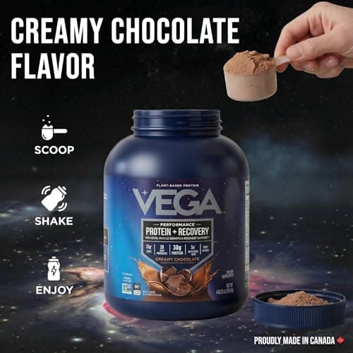 Vega Protein + Recovery, Chocolate – 30g Vegan Protein, Dairy & Gluten Free, Probiotics, NSF Certified, 1.98 kg (45 Servings) — view 2