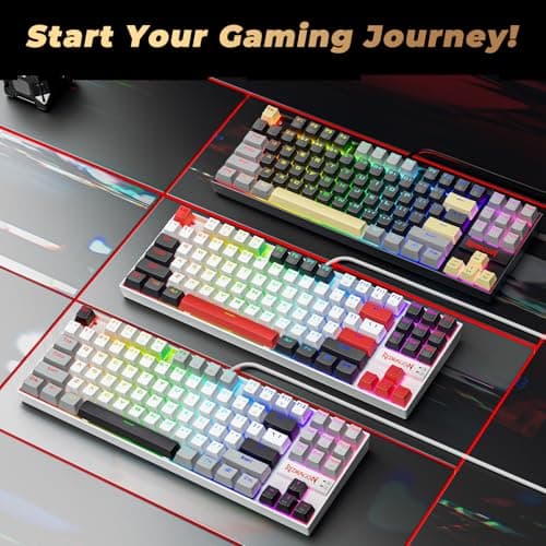 Redragon K552P Mechanical Gaming Keyboard TKL with 18 Backlight Modes, Hot-Swappable Blue Switches, 87-Key Compact Ergonomic Design, N-Key Rollover & Software Programmable Macro - RGB, Black — view 6