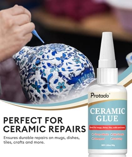 Protado Ceramic Glue, 35g Heavy Duty Super Strong Clear Glue, Waterproof Heat Resistant Adhesive for Ceramic Bonding, Repair, Porcelain, Tile, Pottery, Mugs, Dishes, DlY Kits — view 6
