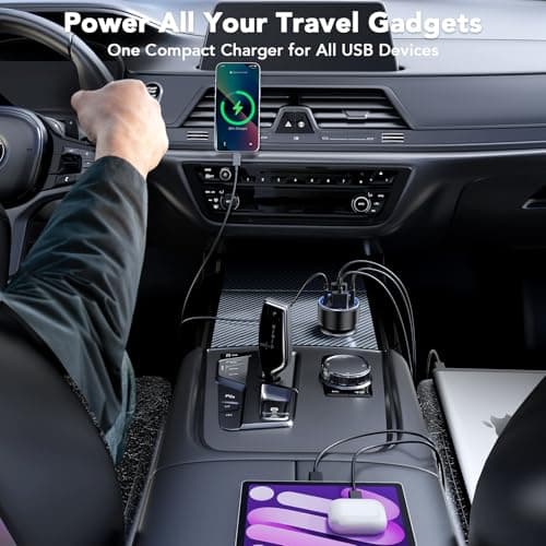 USB Car Charger, 2 Pack Cigarette Lighter USB Charger Aluminum Alloy Fast Charging Car Charger Adapter with Voltage Display Type C Car Accessories for iPhone 17 16 Samsung Galaxy Google iPad Android — view 4