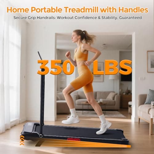 KASSADIN Walking Pad with Handle Bar, 2026 Upgrade Portable Small Treadmill with Handles for Home Small, 3.0HP Under Desk Walking Pad Treadmill with Incline, 0.6-7.6MPH, 350LBS — view 3