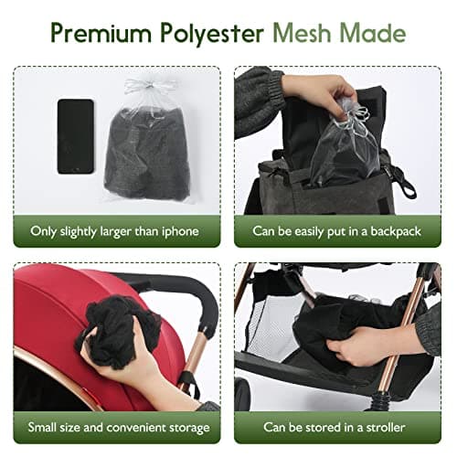 V-Fyee Mosquito Net, Baby Net for Stroller, Visible Breathable Mesh Strollers Cover Bug Netting for Bassinet, Pack N Play,Car Seat, Camping Travel Gear (Black) — view 4