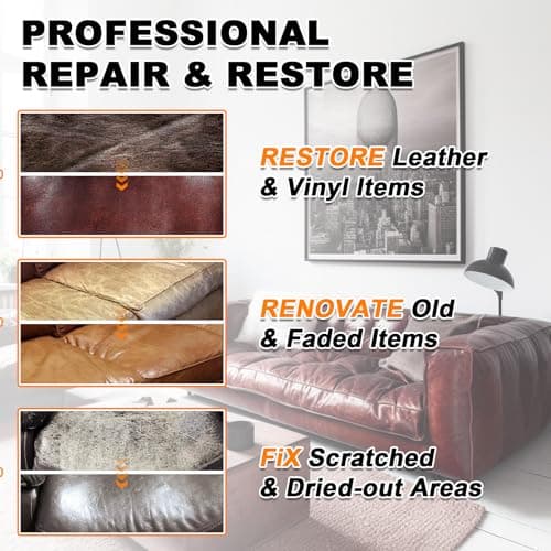 BSCPAM Leather Recoloring Balm 12oz | Leather Repair Kit for Furniture, Leather Color Restorer for Couches | Leather Dye | Repair, Restore & Renew Old, Faded Leather - Maroon — view 2