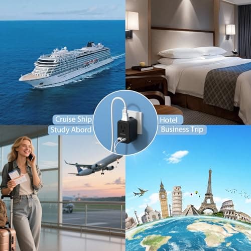 ANTPO 220V to 110V Voltage Converter US to Europe with 2 USB Port 2 USB C PD 20W,2 AC Outlets Travel Converter for European Travel Power Adapter Combo for Germany France Italy Spain (Black) — view 5