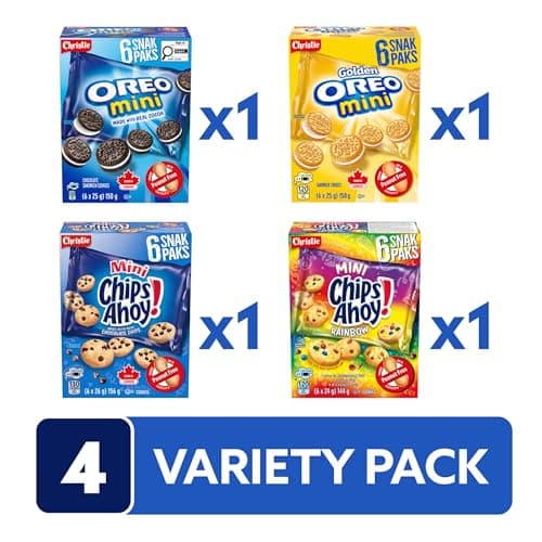 Mini OREO and CHIPS AHOY!, 24 Snack Packs (individually wrapped), School Snacks, Chocolate Chip, Sandwich Cookies, Variety Pack, Lunchbox Sweet Treat, 600 g — view 4