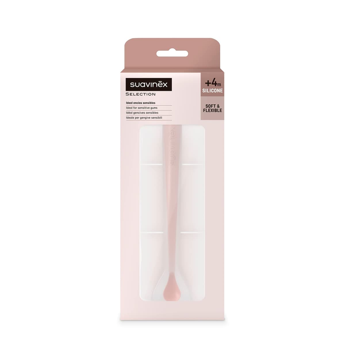 Suavinex, Cuchara de Silicona para Bebés +4 Meses, Cuchara de Aprendizaje, Suave y Blanda, para Encías Sensibles, con Mango Largo, Apta para Lavavajillas, Colour Essence Nude — view 2