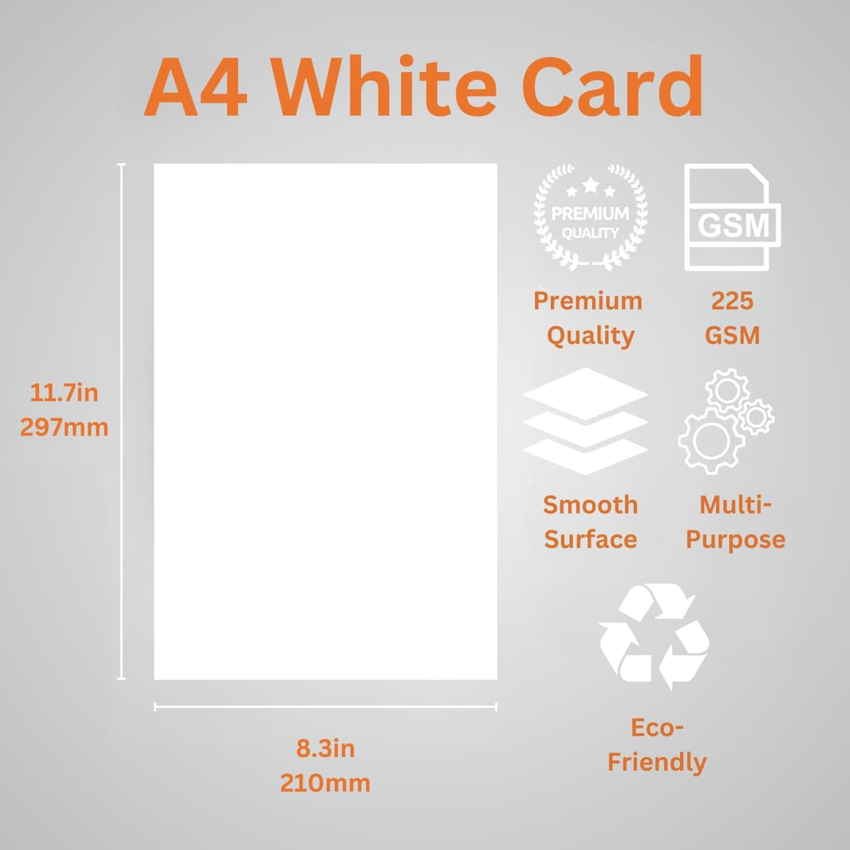 Hawksbill A4 Card Paper White 225GSM 100 Pack Premium Cardstock for Arts Craft Home and Office Use — view 2