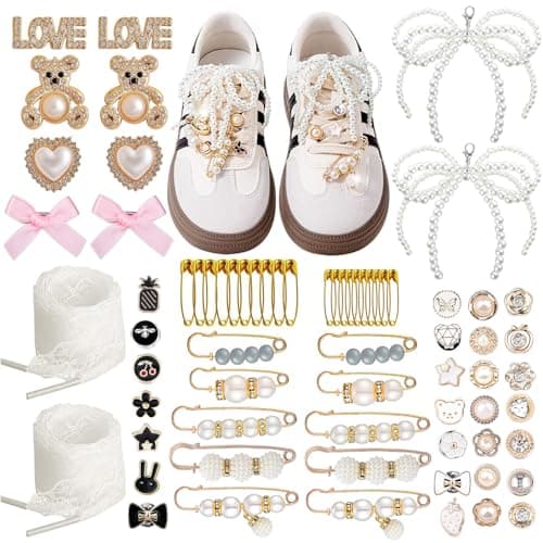 72 Pcs Sneaker Charms, Shoelace Charms For Sneakers, Pearl Rhinestone Brooches And Pins For Women, Shoe Jewelry Charms For Socks Laces Sneakers , Safety Pins Buttons For Sock Clothes Decor Accessories