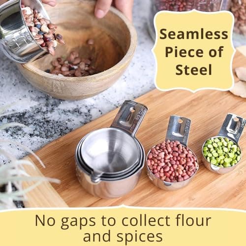 Simply Gourmet Measuring Cups & Spoons Set of 12, 18/08 Stainless Steel Kitchen Gadgets, Stackable Design with Long Handle Spoons, Fits in Spice Jars, Cooking & Baking Set for Dry & Liquid — view 5