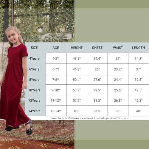 GORLYA Girl's Short Sleeve Floral Print Loose Casual Holiday Long Maxi Dress with Pockets (14Years/Height:160cm, Blue Print) — view 5