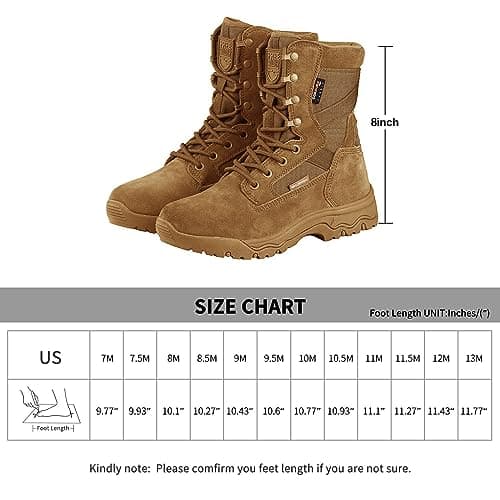 FREE SOLDIER Men's Tactical Boots 8 Inches Lightweight Combat Boots Durable Suede Leather Military Work Boots Desert Boots — view 2