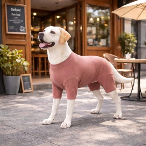 ADKLHX Dog Full Bodysuit – Stretchy Yoga Fabric 4-Leg Dog Pajamas, Breathable & Lightweight Dog Onesie for Indoor & Outdoor, Shedding Control & Travel Wear Dusty Pink 2XL — view 3
