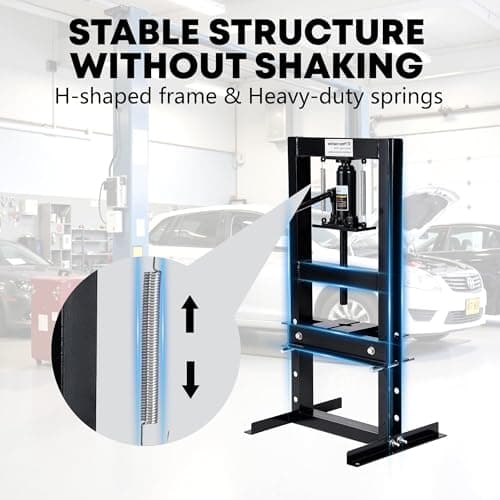 Garvee 6 Ton Hydraulic H-Frame Shop Press, Adjustable Table & Stamping — view 3