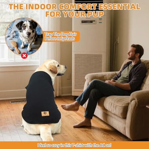 KOOLTAIL Boy Dog Clothes for Large Dogs, 2 Pack Cotton Summer Dog T Shirts UV & Insect Protection for Outdoor Camping, Anti-Hair Loss & Breathable Sleeveless Pet Vest Tank Tops Apparel,Black & Grey,XL — view 5