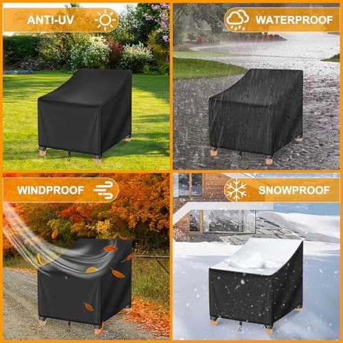 Kipiea 500D Patio Chair Covers Waterproof Winter - 2 Pack Lawn Outdoor Furniture Chair Covers with Anti UV and No Tears, No Fading (35"W x 38"D x 31"H) — view 7