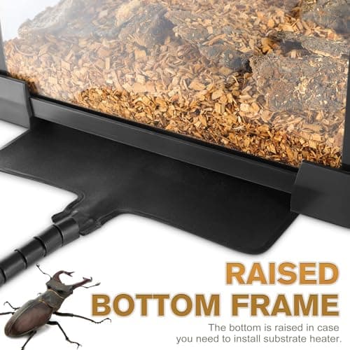 NEPTONION 20"x12"x14" Reptile Terrarium, Escape-Proof Glass Arboreal Vivarium for Small Arboreal Reptiles Such as Crested Geckos, with Escape-Proof Lock & Feeding Hatch — view 3