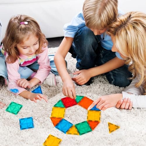 Magnetic Tiles, 100PCS Building Blocks, Magnets Building Set, STEM Toys Christmas Toy Gift for Kids Boys and Girls — view 5