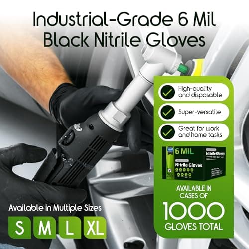 Inspire HEAVY DUTY 6Mil ORIGINAL Quality Stretch Nitrile Gloves Black Disposable Latex Free | Food, Industrial, Mechanic Tattoo (6Mil Black, Small)